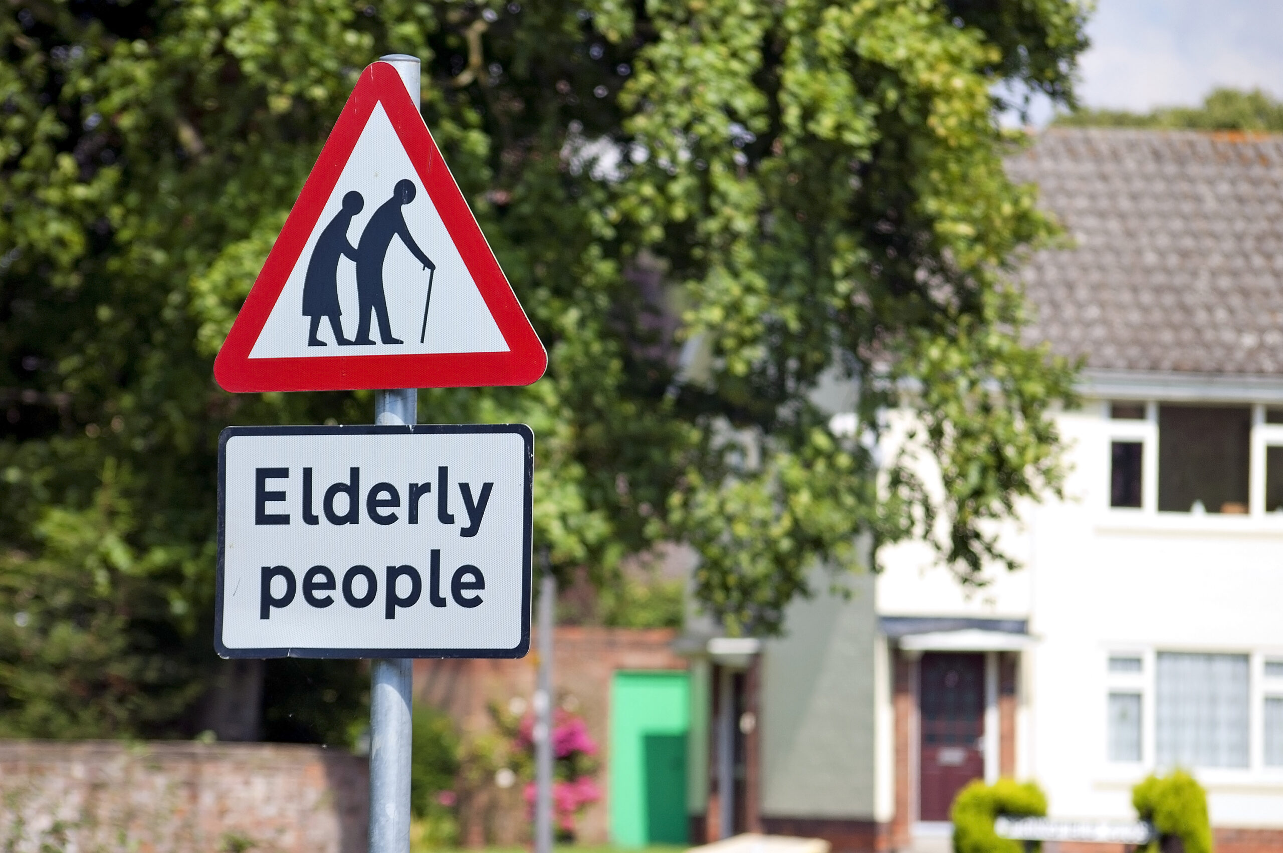 Elderly,People,Road,Sign,In,English,Village